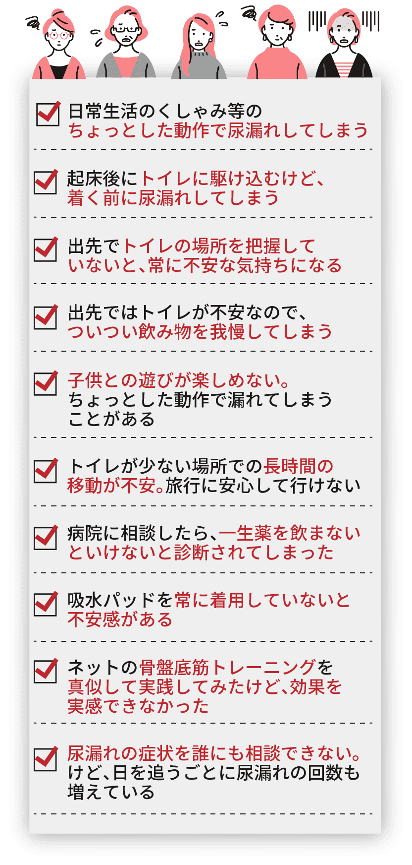 尿漏れに関する悩み