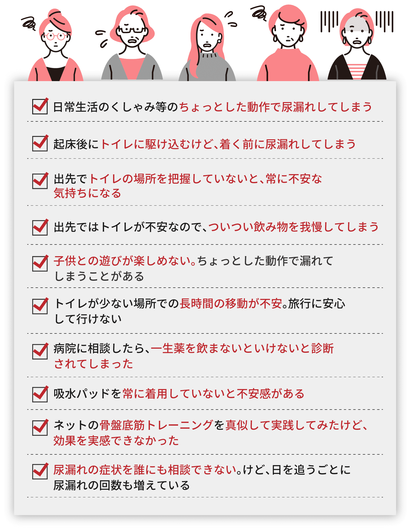 尿漏れに関する悩み